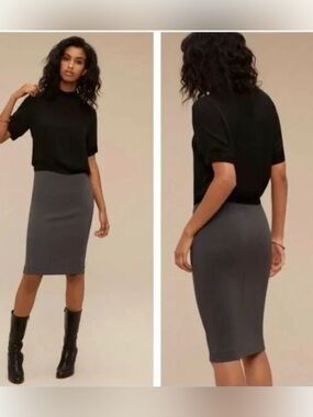 Wilfred Aritzia Black Pencil Midi Skirt S Workwear Quiet Luxury Classic Office